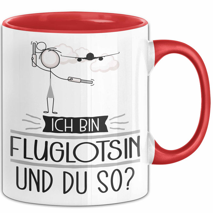 Fluglotsin Tasse Geschenk Ich Bin Fluglotsin Und Du So Geschenkidee Lustiger Spruch Becher Rot Trendation