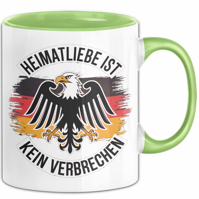 Deutscher Adler Vogel Tasse Geschenk Lustige Geschenkidee Spruch Heimat Liebheit Ist Kein Verbrechen Deutschland Eagle Grün Trendation
