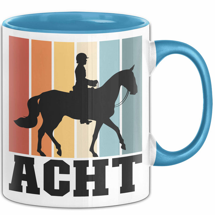 Tasse Geschenk Acht Retro Pferd Design Becher Blau Trendation