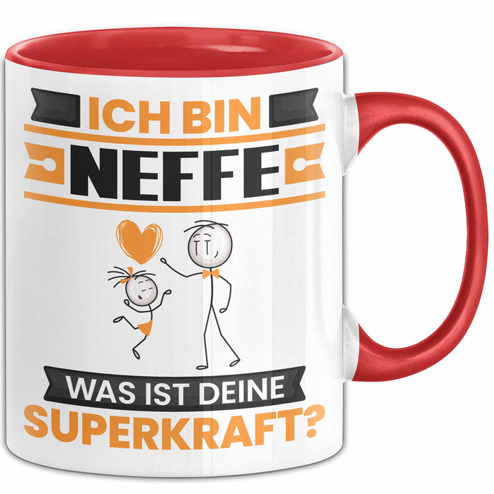 Neffe Tasse Geschenk für Neffe Geburtstag Lustiger Spruch Kaffee-Becher Was Ist Deine Superkraft Rot Trendation