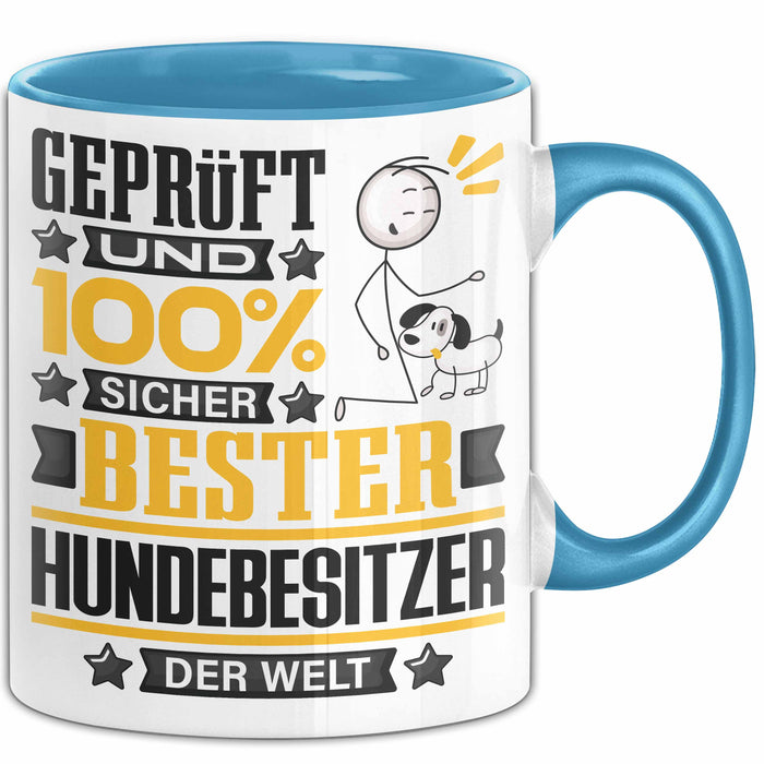 Hundebesitzer Geschenk Lustiger Spruch für Hundebesitzer Geschenkidee Bester Hundebesitzer Der Welt Blau Trendation
