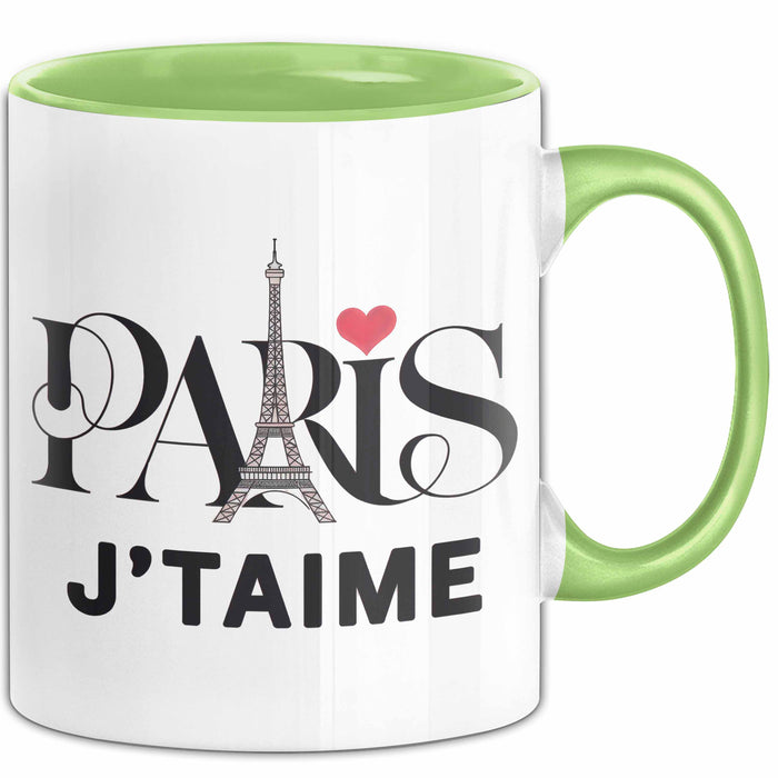 Frankreich Paris Eiffelturm Tasse Geschenk Lustige Geschenkidee Spruch Grün Trendation