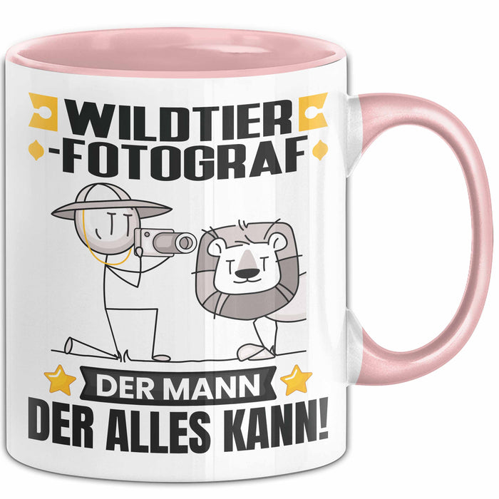 Wildtierfotograf Tasse Geschenk für Wildtierfotograf Der Mann Der Alles Kann Geschenkidee zum Geburtstag Rosa Trendation