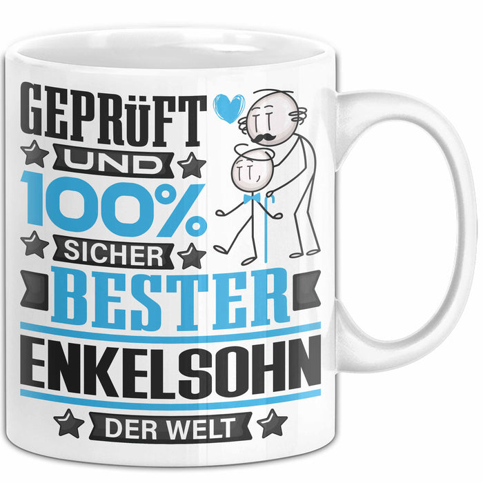 Enkelsohn Geschenk Lustiger Spruch für Enkelsohn Geschenkidee Bester Enkelsohn Der Welt Weiß Trendation