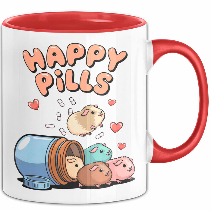 Meerschweinchen Tier Tasse Geschenk Lustige Geschenkidee Happy Pills Rot Trendation