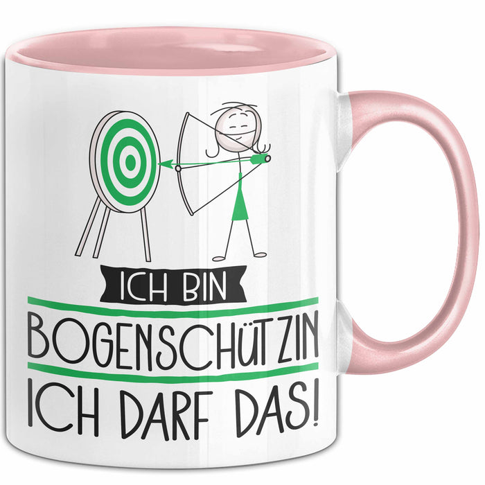 Geschenk für Bogenschützin Tasse Lustige Geschenkidee Geburtstag Ich Bin Bogenschützin Ich Darf Das Rosa Trendation