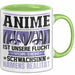 Anime Tasse Geschenk Realitätsflucht Lustiger Spruch Manga Fans Grün Trendation