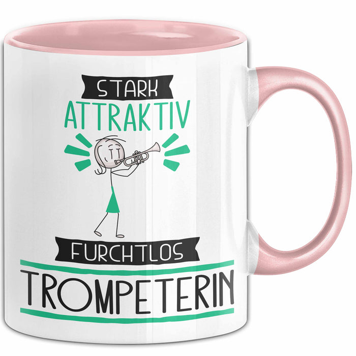 Trompeterin Tasse Geschenk Becher Stark Attraktiv Furchtlos Trompeterin Lustige Geschenkidee Rosa Trendation