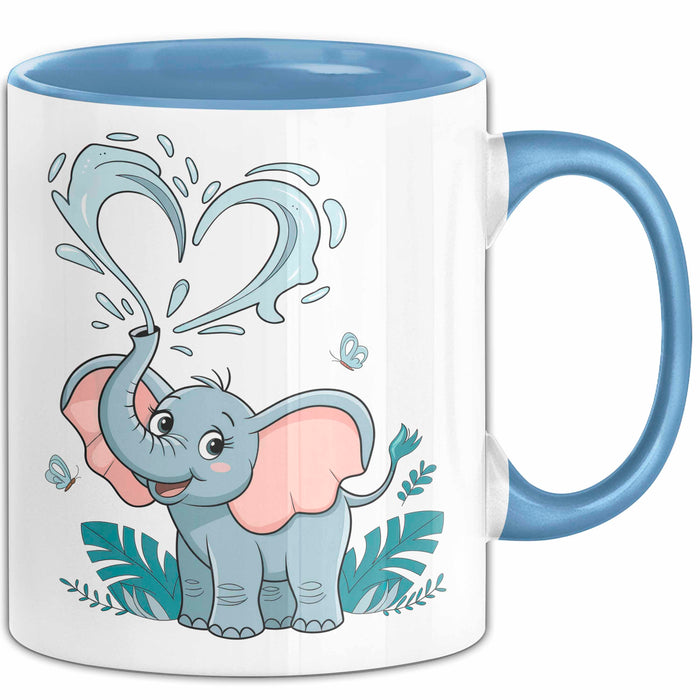 Elefantenliebhaber Tasse Geschenkidee für Wildtier Fans Blau Trendation