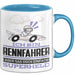 Rennfahrer Geschenk Tasse Ich Bin Rennfahrer Aber Sag Doch Einfach Superheld Lustige Geschenkdiee für Rennfahrer Kaffee-Becher Blau Trendation