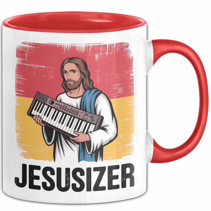 Jesus Keyboardspieler Tasse Geschenk Jesusizer Christlicher Geschenkidee Lustig Rot Trendation
