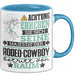 Rodeo-Cowboy Geschenk Tasse Lustiger Spruch Erheben Sie Sich Der Rodeo-Cowboy Betritt den Raum Blau Trendation
