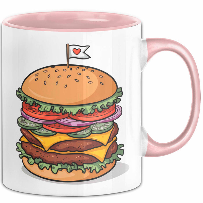 Burger Fan Tasse Geschenkidee für Grillmeister Rosa Trendation