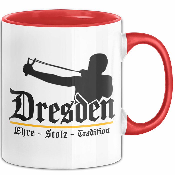 Dresden Fußball Tasse Geschenk Lustige Geschenkidee Spruch Ehre Stolz Tradition Rot Trendation