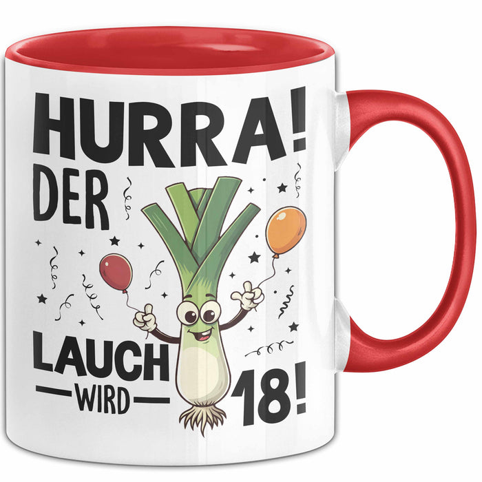 18. Geburtstag Tasse Geschenk Jungs Männer Mann 18Er Hurra Der Lauch Wird 18 Rot Trendation