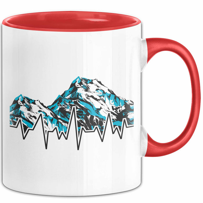 Ski Tasse Geschenk Grafik Skiberge Berge Becher Rot Trendation