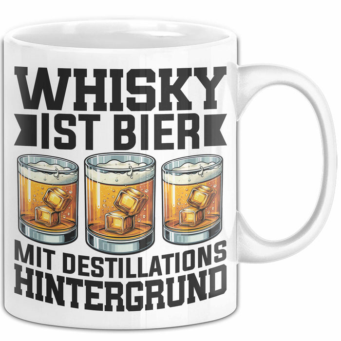 Whisky Liebhaber Tasse Geschenk Whisky Ist Bier Mit Destillations Hintergrund Weiß Trendation