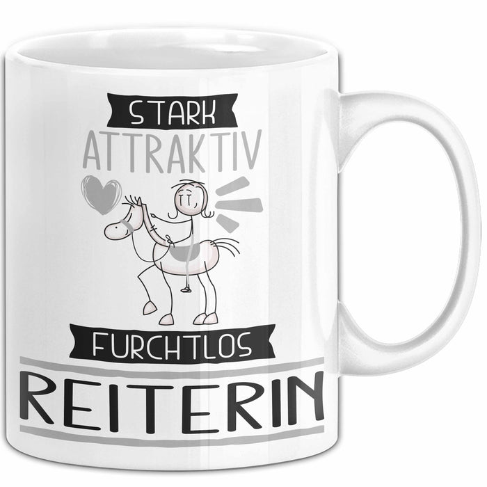 Reiterin Tasse Geschenk Becher Stark Attraktiv Furchtlos Reiterin Lustige Geschenkidee Weiß Trendation