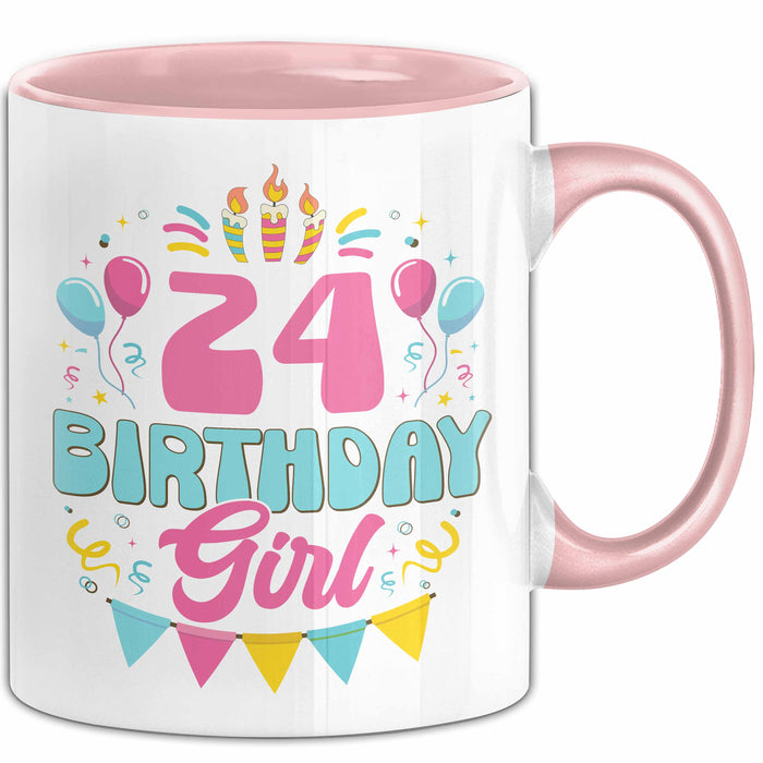 24. Geburtstag Tasse Frauen Mädchen Geschenkidee Lustig 24 Birthday Girl Lustiger Spruch Rosa Trendation