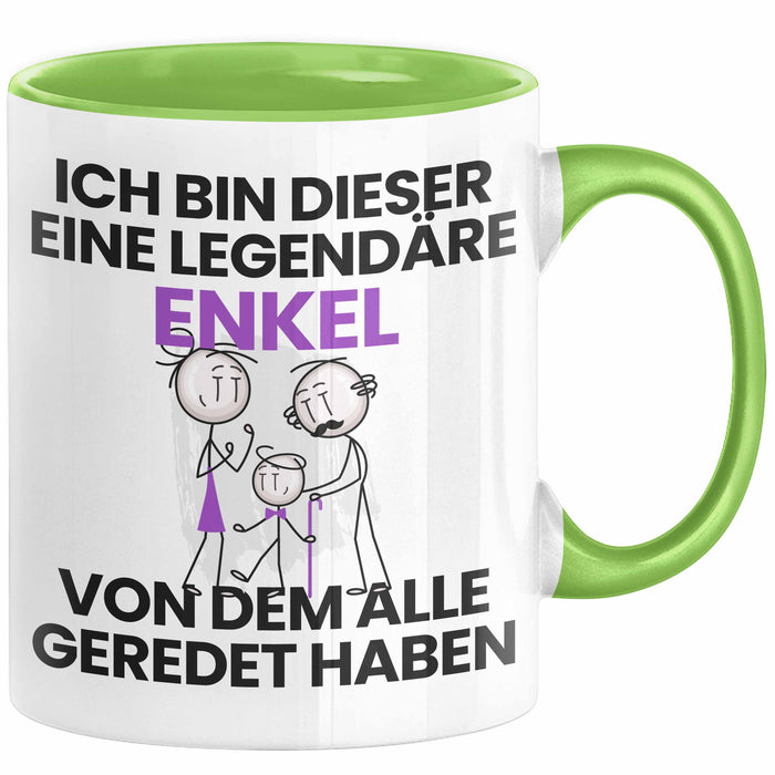 Enkel Geschenk Tasse Lustige Geschenkidee Geburtstag für Enkel Ich Bin Dieser Legendäre Enkel Von Dem Alle Geredet Haben Kaffee-Becher Grün Trendation