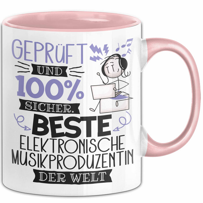 Beste Elektronische Musikproduzentin Der Welt Tasse Geschenk für Eine Elektronische Musikproduzentin Geprüft Und Sicher Geschenkidee Geburtstag Weihnachten Rosa Trendation