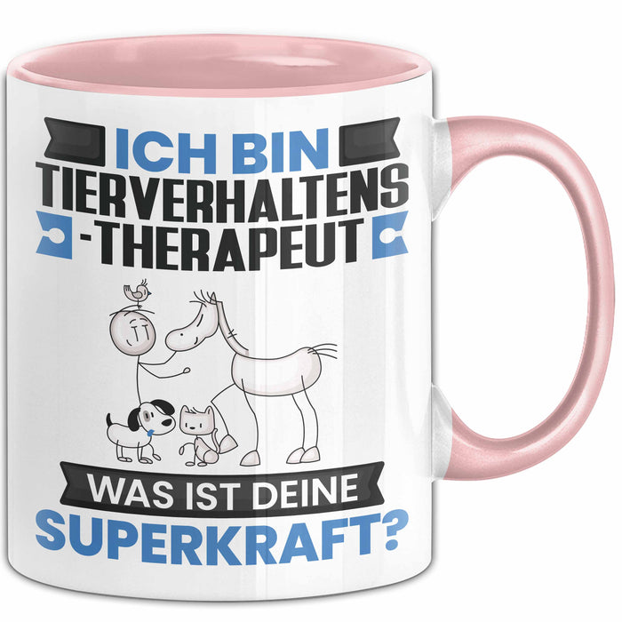 Tierverhaltenstherapeut Tasse Geschenk für Tierverhaltenstherapeut Geburtstag Lustiger Spruch Kaffee-Becher Was Ist Deine Superkraft Rosa Trendation