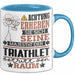 Triathlet Geschenk Tasse Lustiger Spruch Erheben Sie Sich Der Triathlet Betritt den Raum Blau Trendation
