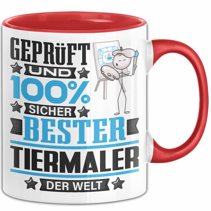 Tiermaler Geschenk Lustiger Spruch für Tiermaler Geschenkidee Bester Tiermaler Der Welt Rot Trendation