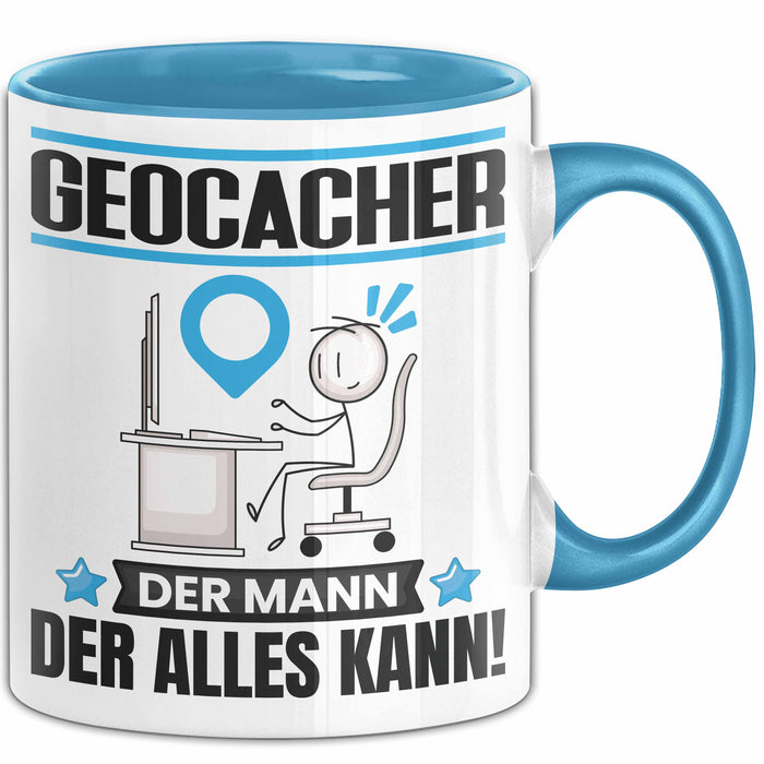 Geocacher Tasse Geschenk für Geocacher Der Mann Der Alles Kann Geschenkidee zum Geburtstag Blau Trendation