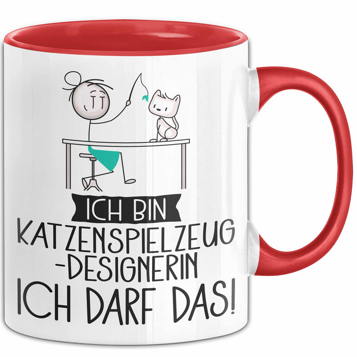 Geschenk für Katzenspielzeug-Designerin Tasse Lustige Geschenkidee Geburtstag Ich Bin Katzenspielzeug-Designerin Ich Darf Das Rot Trendation