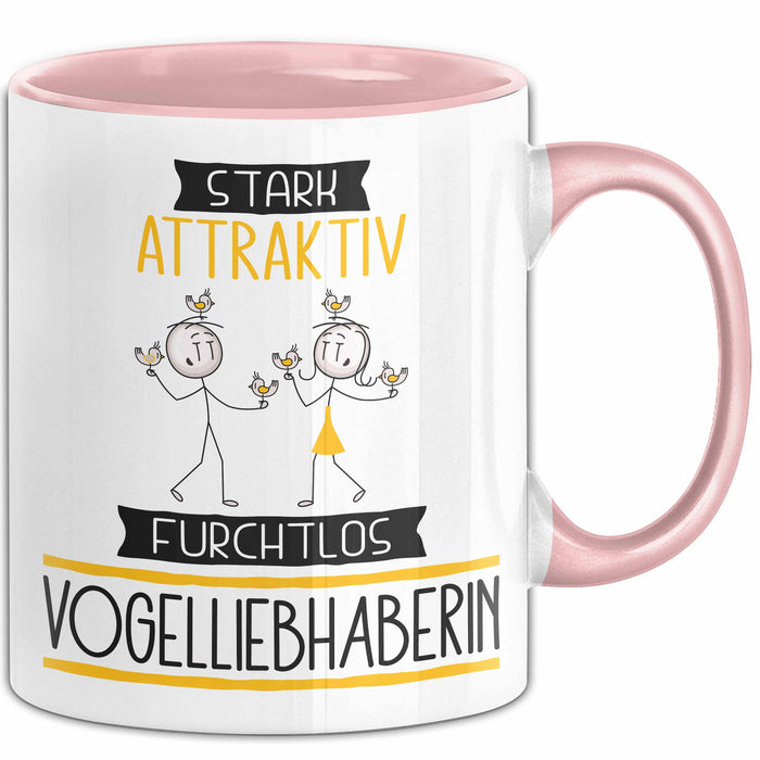 Vogelliebhaberin Tasse Geschenk Becher Stark Attraktiv Furchtlos Vogelliebhaberin Lustige Geschenkidee Rosa Trendation