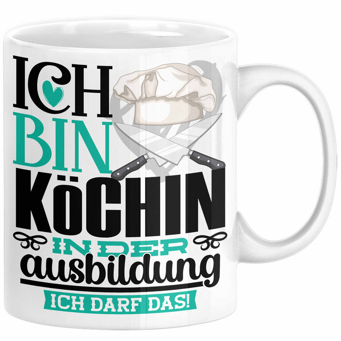 Köchin Ausbildung Start Geschenk Tasse Ich Bin Köchin In Der Ausbildung Ich Darf Das Kaffee-Becher Geschenkidee Weiß Trendation