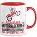 Motorradfahrer Geschenk Tasse Ich Bin Motorradfahrer Aber Sag Doch Einfach Superheld Lustige Geschenkdiee für Motorradfahrer Kaffee-Becher Rot Trendation