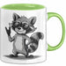 Waschbär Rockmusik Tasse Geschenk für Tiermusikliebhaber Grün Trendation