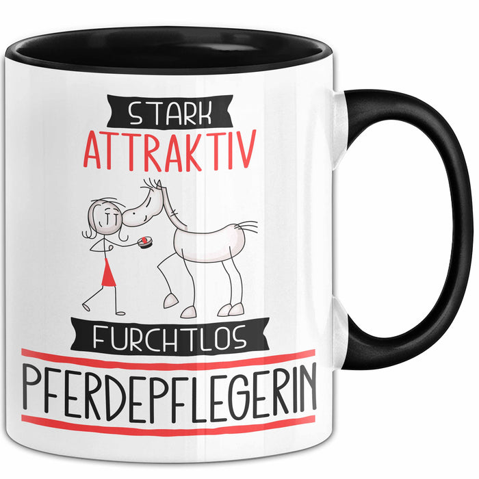 Pferdepflegerin Tasse Geschenk Becher Stark Attraktiv Furchtlos Pferdepflegerin Lustige Geschenkidee Trendation