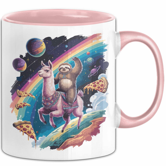 Weltall Katze Faultier Lama Regenbogen Tasse Geschenk Tier Rosa Trendation