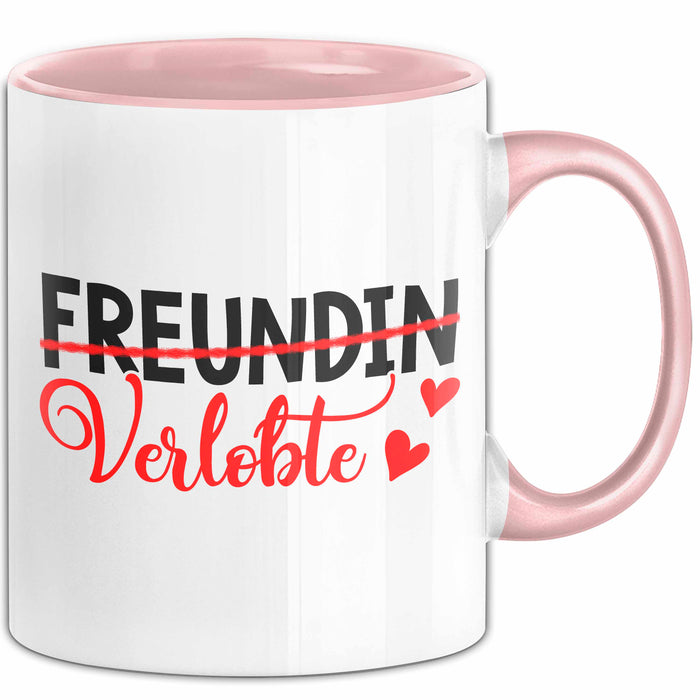 Verlobt Verlobung Verlobter Tasse Becher Geschenk Lustige Geschenkidee Spruch Verlobte Rosa Trendation