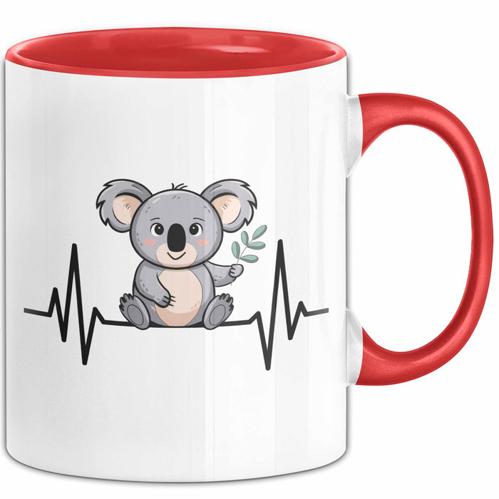 Koala Tierliebhaber Tasse Geschenk Lustige Geschenkidee Spruch Koala Herzschlag Rot Trendation