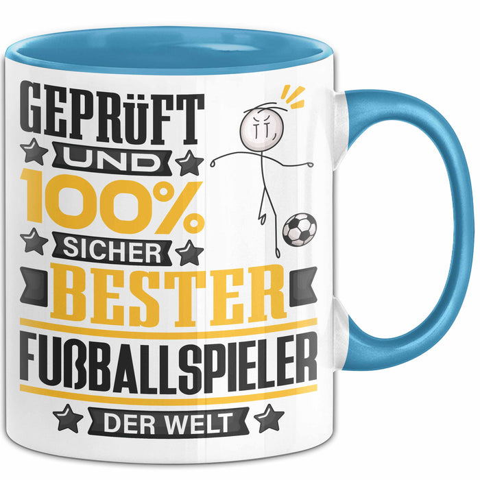 Fußballspieler Geschenk Lustiger Spruch für Fußballspieler Geschenkidee Bester Fußballspieler Der Welt Blau Trendation