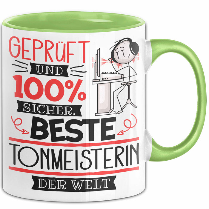 Beste Tonmeisterin Der Welt Tasse Geschenk für Eine Tonmeisterin Geprüft Und Sicher Geschenkidee Geburtstag Weihnachten Grün Trendation
