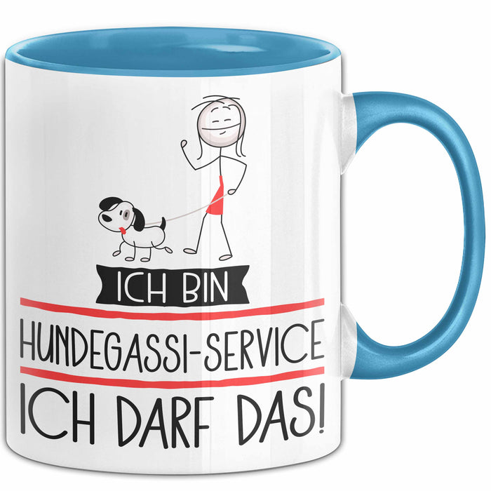 Geschenk für Hundegassi-Service Tasse Lustige Geschenkidee Geburtstag Ich Bin Hundegassi-Service Ich Darf Das Blau Trendation