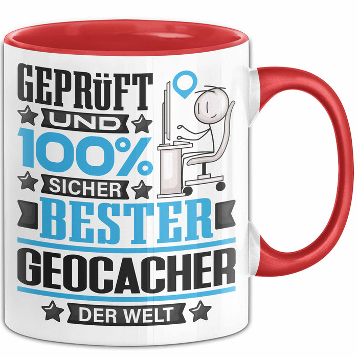 Geocacher Geschenk Lustiger Spruch für Geocacher Geschenkidee Bester Geocacher Der Welt Rot Trendation