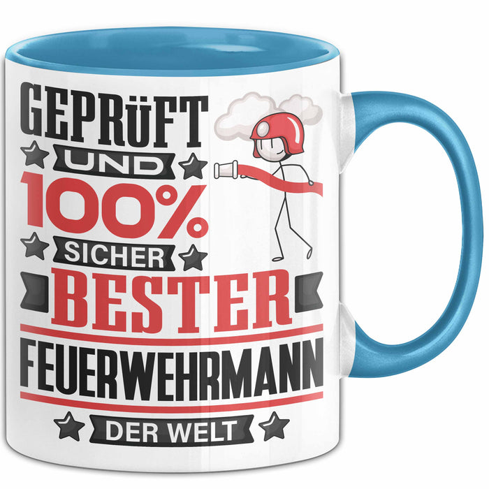 Feuerwehrmann Geschenk Lustiger Spruch für Feuerwehrmann Geschenkidee Bester Feuerwehrmann Der Welt Blau Trendation