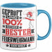Feuerwehrmann Geschenk Lustiger Spruch für Feuerwehrmann Geschenkidee Bester Feuerwehrmann Der Welt Blau Trendation