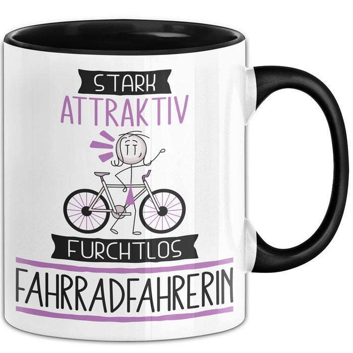 Fahrradfahrerin Tasse Geschenk Becher Stark Attraktiv Furchtlos Fahrradfahrerin Lustige Geschenkidee Trendation