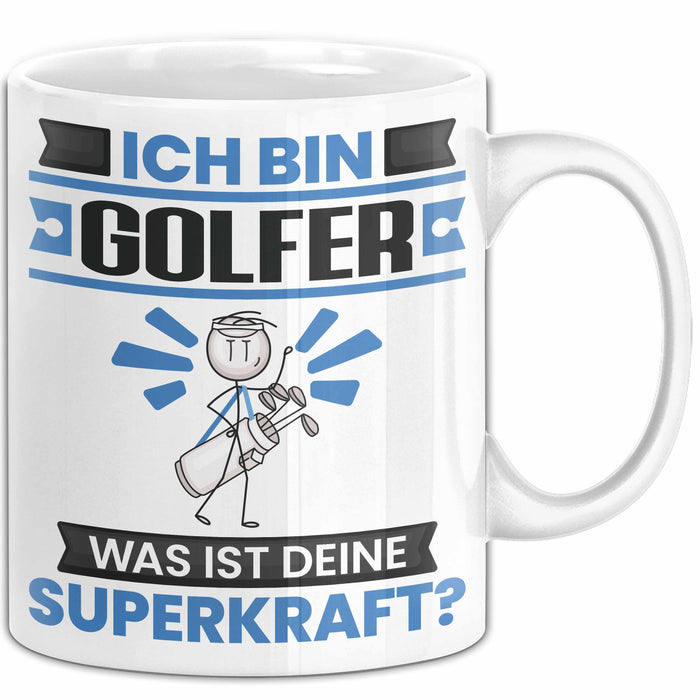 Golfer Tasse Geschenk für Golfer Geburtstag Lustiger Spruch Kaffee-Becher Was Ist Deine Superkraft Weiß Trendation