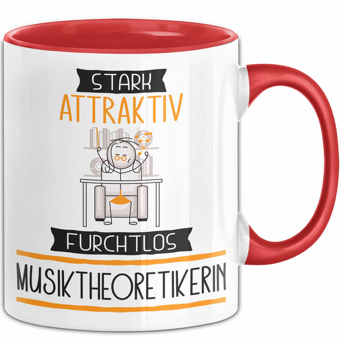 Musiktheoretikerin Tasse Geschenk Becher Stark Attraktiv Furchtlos Musiktheoretikerin Lustige Geschenkidee Rot Trendation