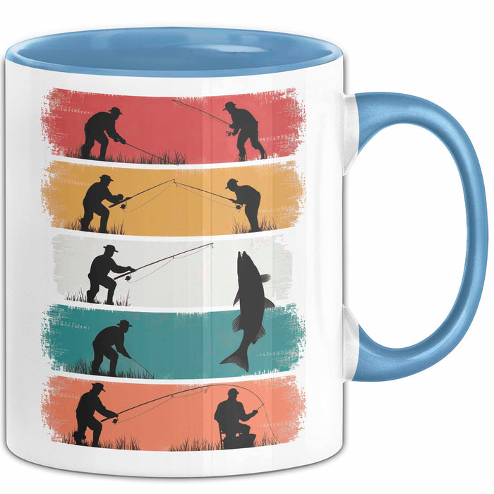 Angelliebhaber Fischer Retro Tasse Geschenk Lustige Geschenkidee Spruch Blau Trendation