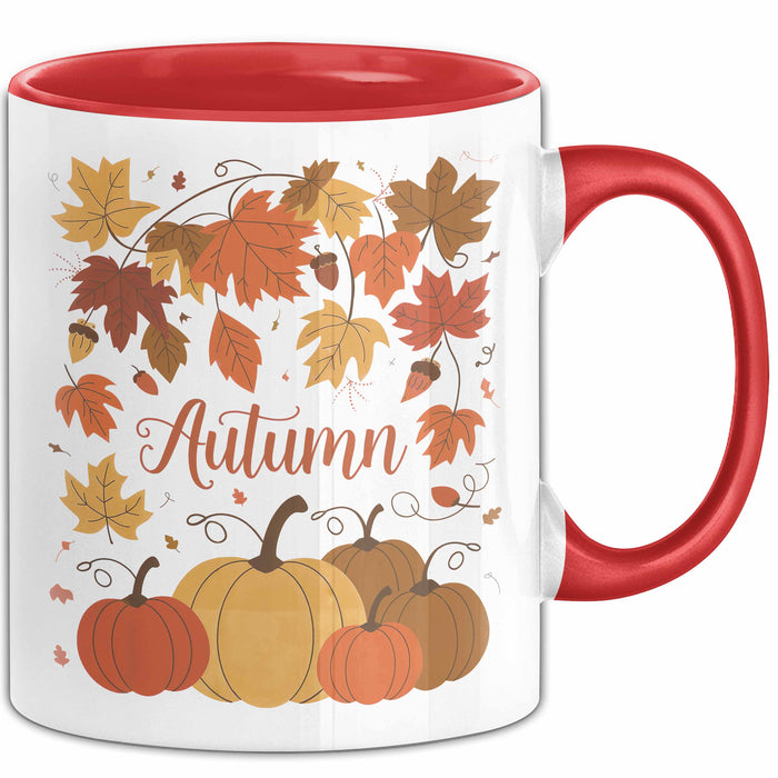 Herbstzeit Tasse Geschenkidee für Herbstliebhaber Rot Trendation