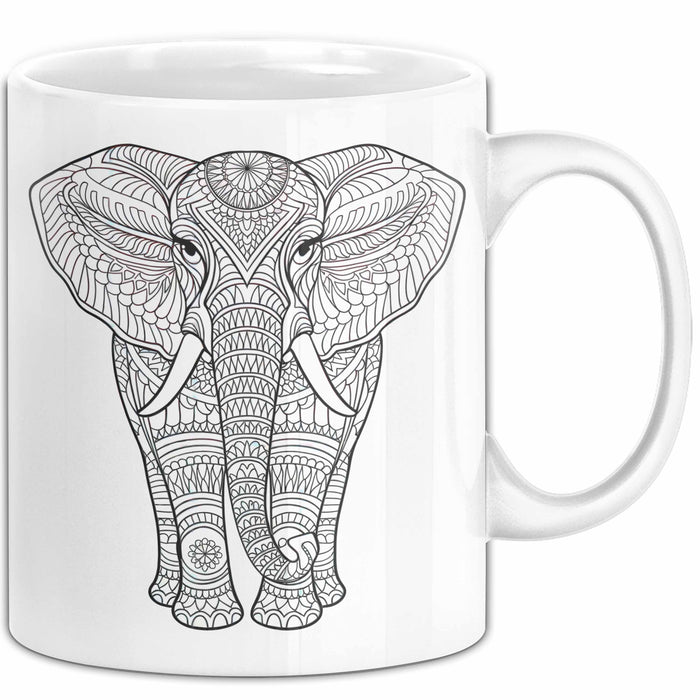 Elefant Mandala Tasse Geschenk Lustige Geschenkidee Spruch Weiß Trendation